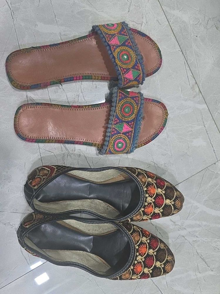 Embroidered Flats and Sandals Set
