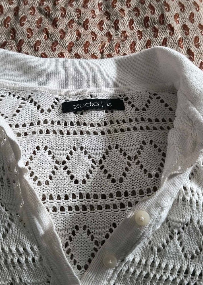 Zudio White Knit Cardigan