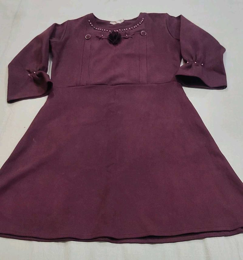 Maroon Knee Length Dress