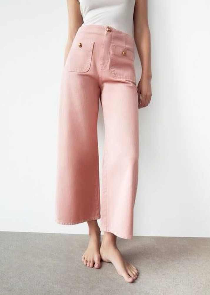 Zara Wide-Leg Pink Trousers