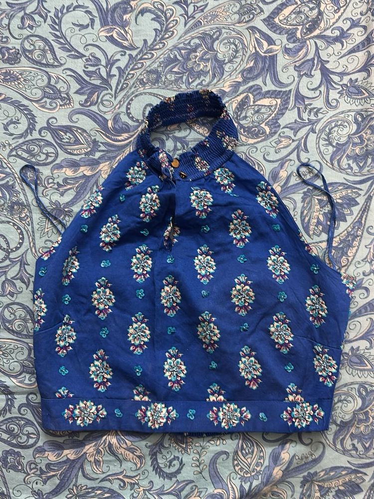 Blue Floral Halter Top