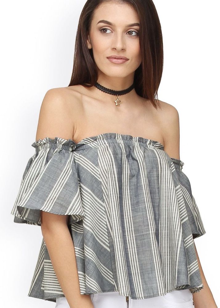 Blue and White Striped Top
