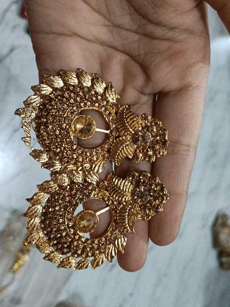 Exquisite Gold Tone Dangle Earrings