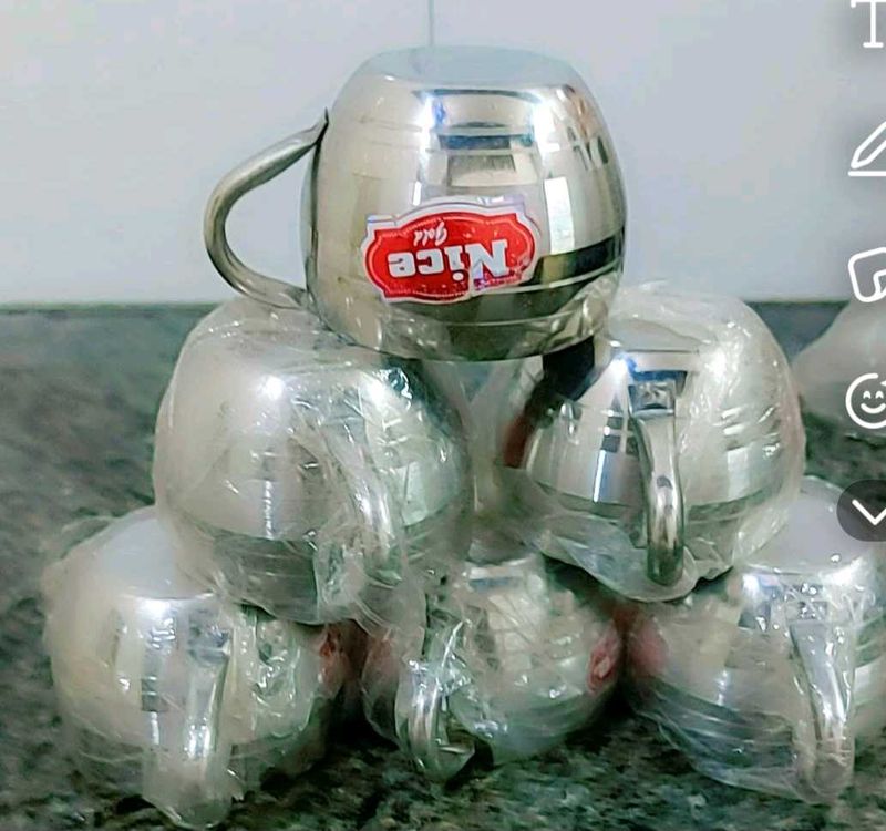 Set of Six  Stainless Steel Cups
