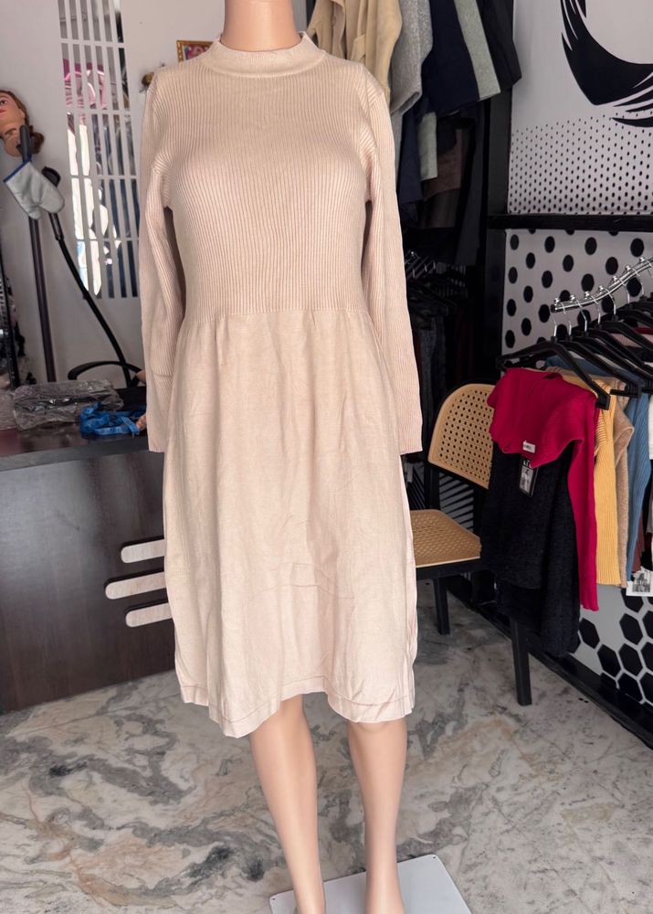 Beige Knit Dress