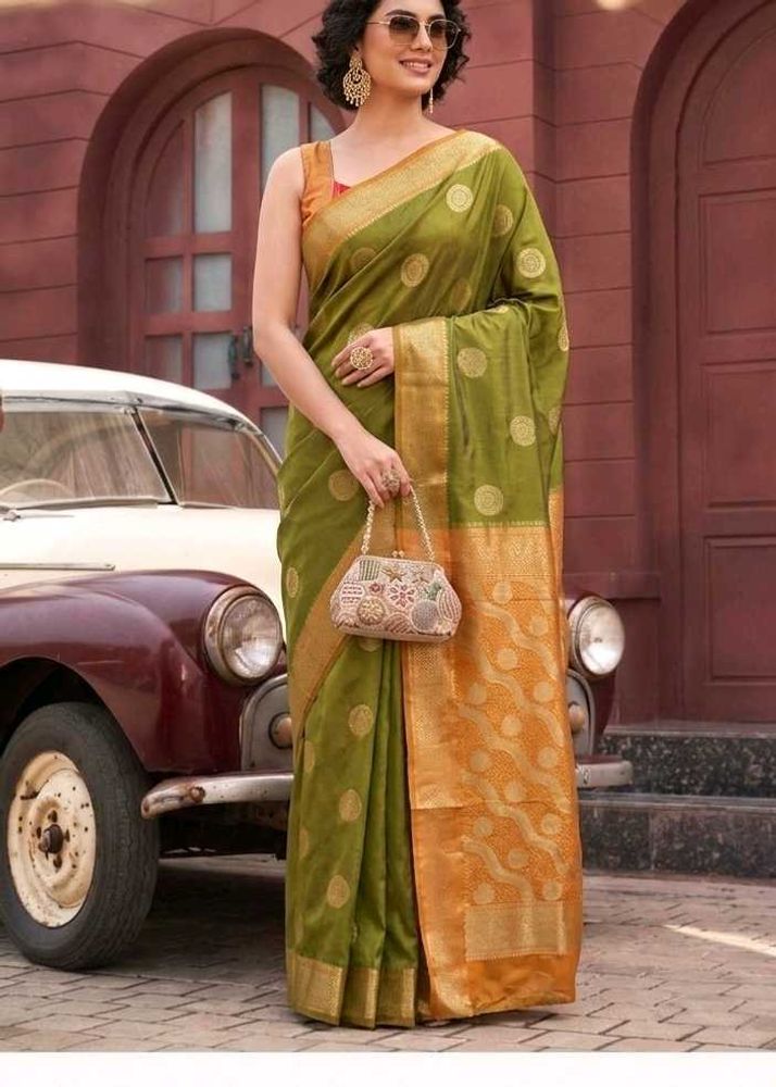 beautiful golden olive saree