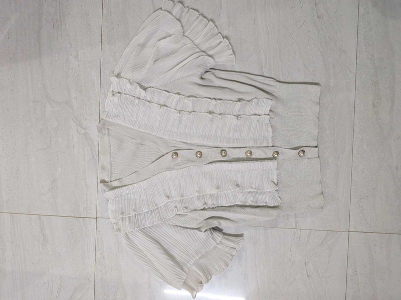 Elegant Pleated White Blouse