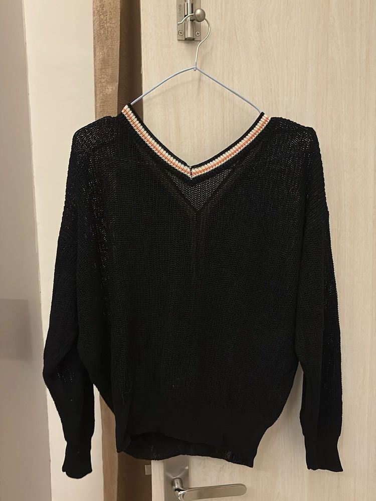 Stylish Black Knit Sweater