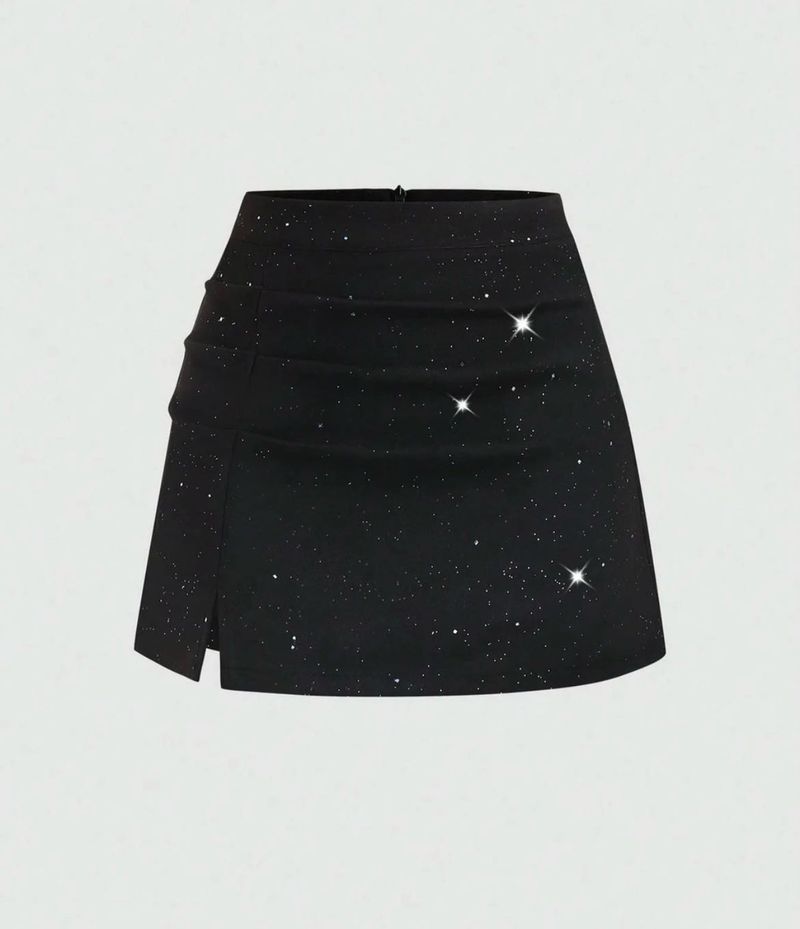 Savana Asymmetrical mini glitter skirt