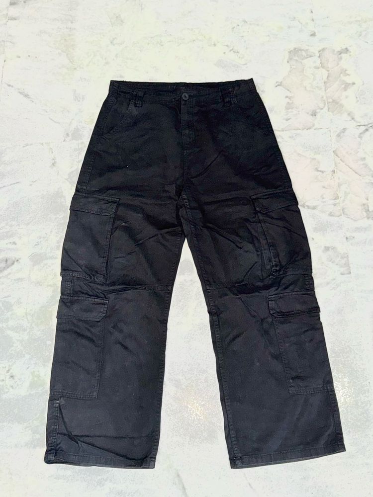 Black Wide Leg Cargo Pants