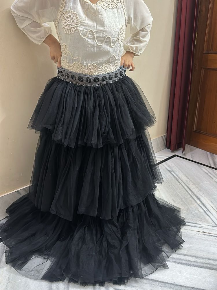 Tiered Tulle Maxi Skirt