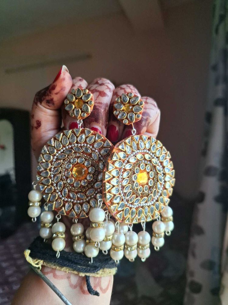 Long Handmade Kundan Earrings
