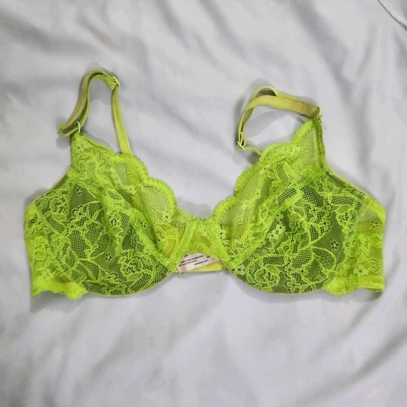 Neon Green Lace Bra