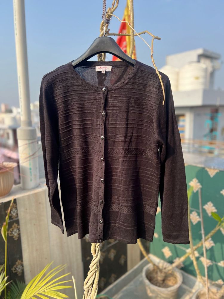 Elegant Black Cardigan Sweater