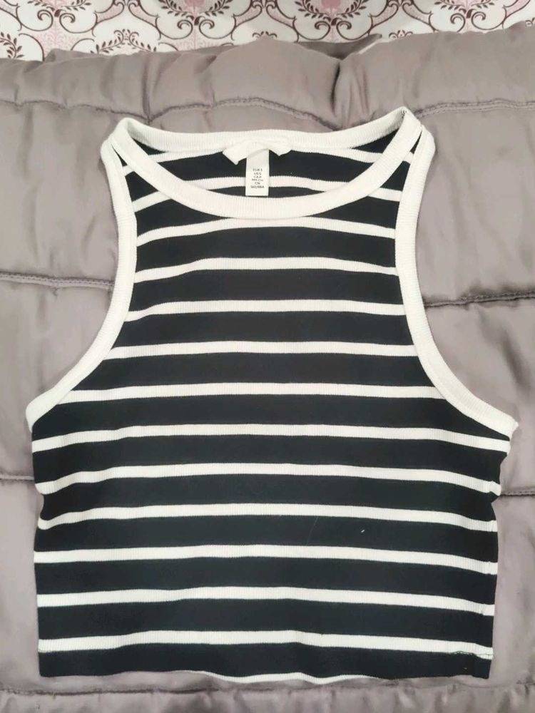 Striped Sleeveless Crop Top