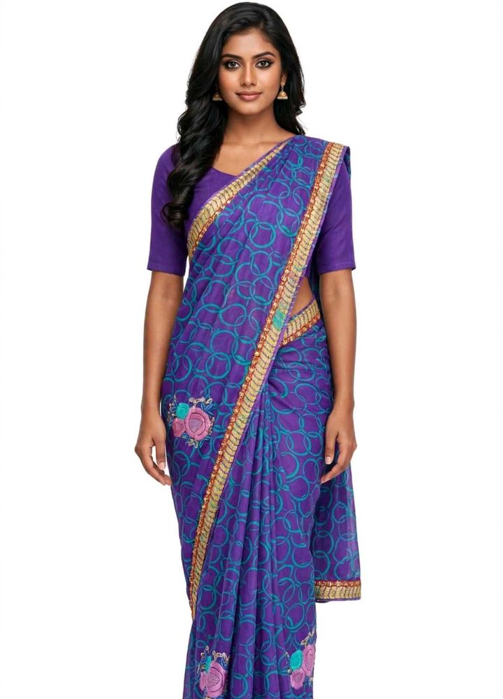 Elegant Purple Floral Saree