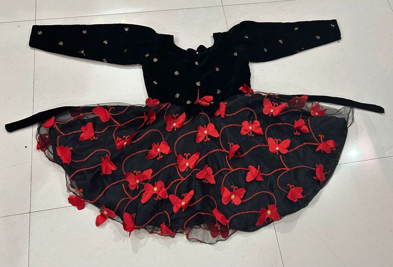 Butterfly Velvet Party Dress