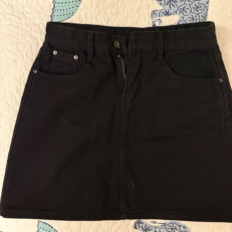 Classic Black Denim Mini Skirt