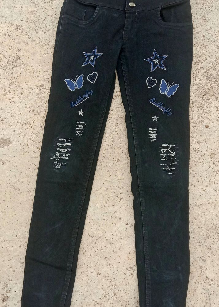 Denim Riped Jeans This Have Extra Work On It
