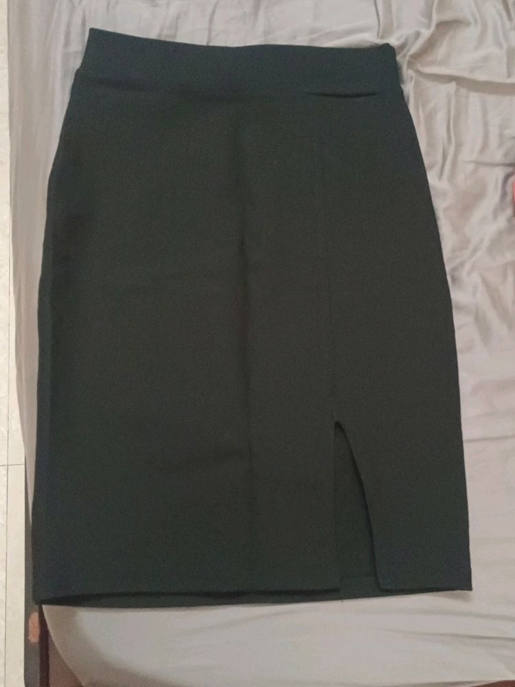 Chic Dark Green Slit Pencil Skirt