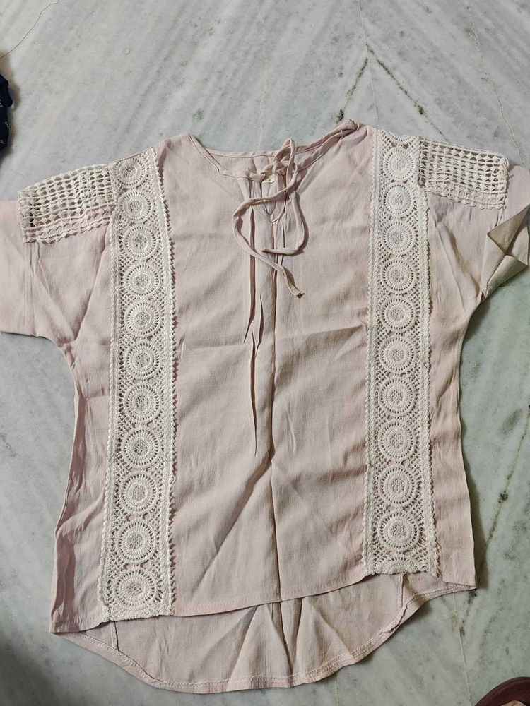 Boho Lace Trim Tunic Top