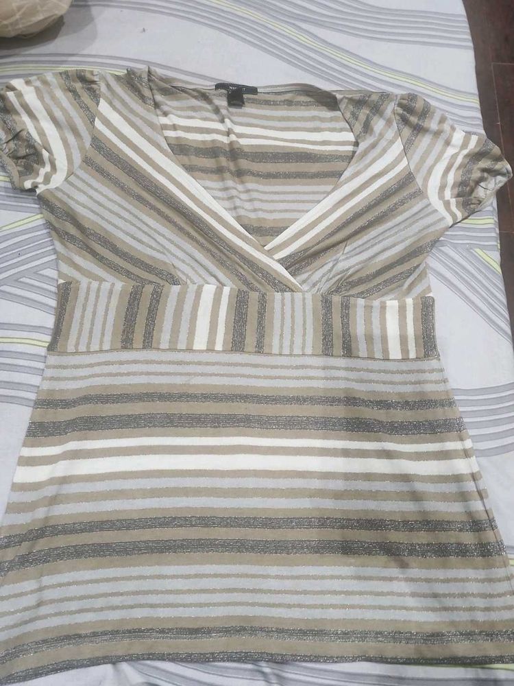 Striped V-Neck Top Mango XL