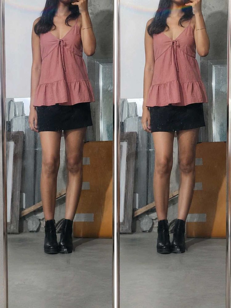 Pink Ruffle Top / peplum