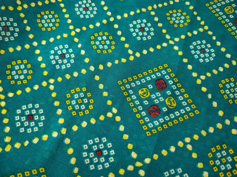 Teal Bandhani Saree