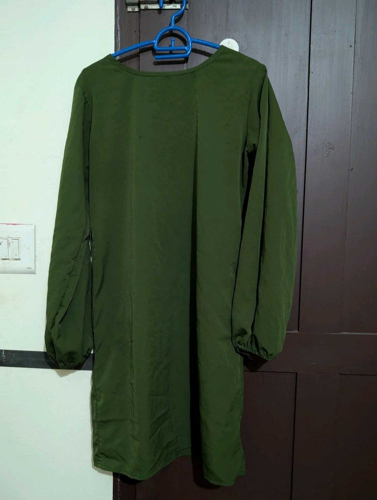 Olive Green Long Sleeve Tunic Top