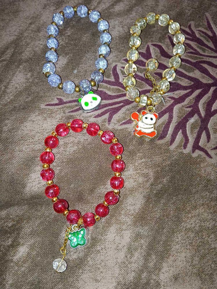 (set of 3)Cute Panda Charm Bracelets Se