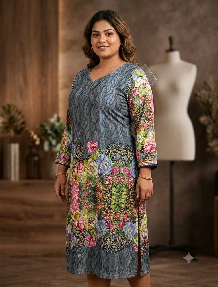 Vibrant 🅰️ big size Floral Print Kurta