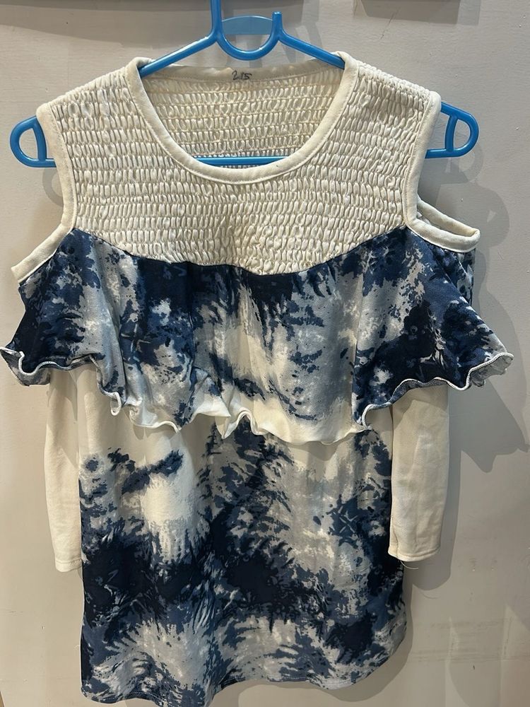 Tie-Dye Cold Shoulder Top