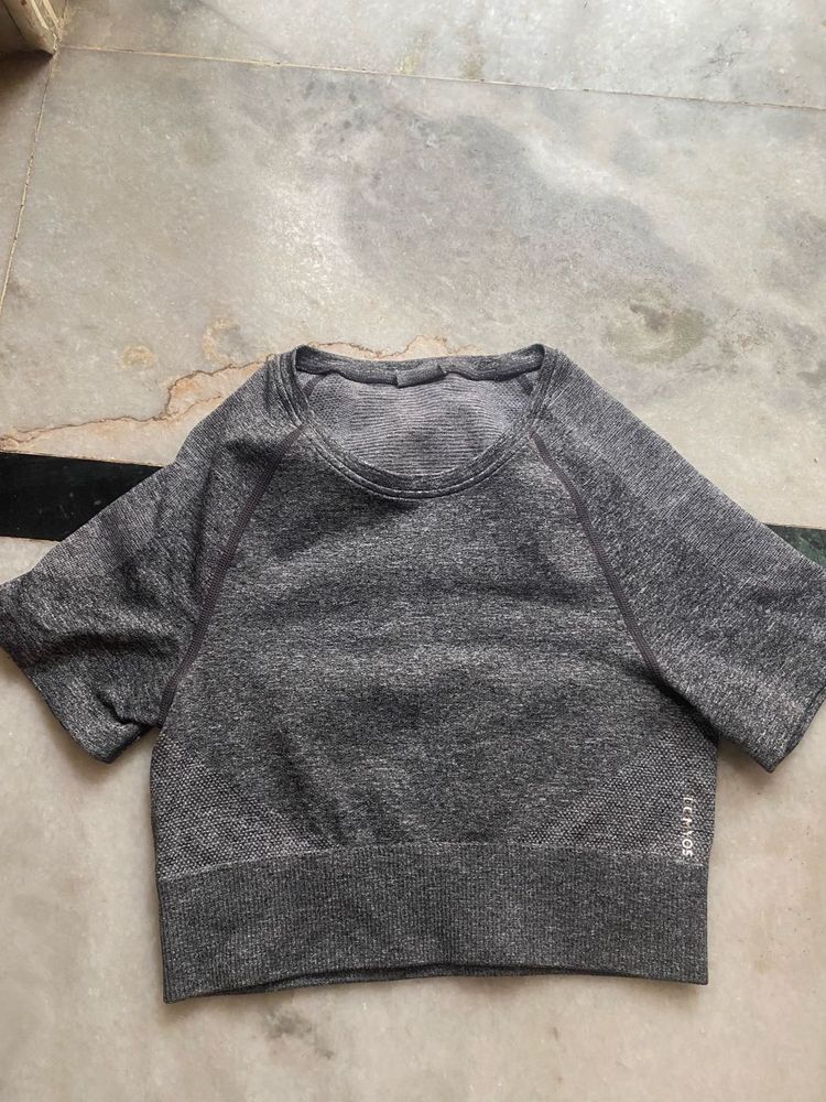 Grey Crop Athletic Top