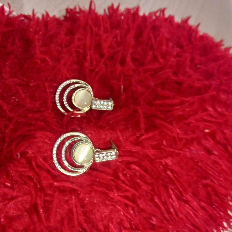 Rose Gold &amp; Silver Diamond Earrings