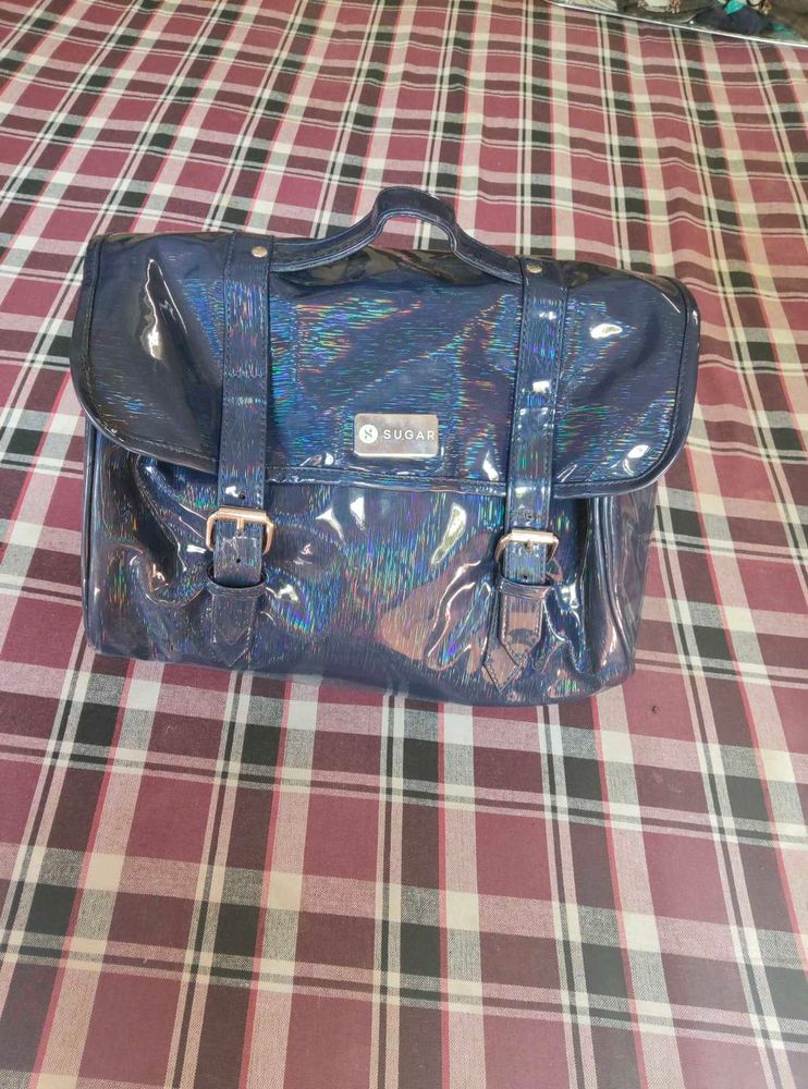 Shiny Blue Satchel Bag