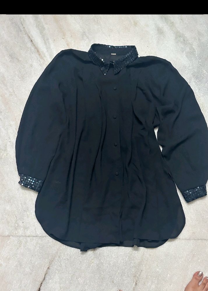 Black Shirt Long  Top