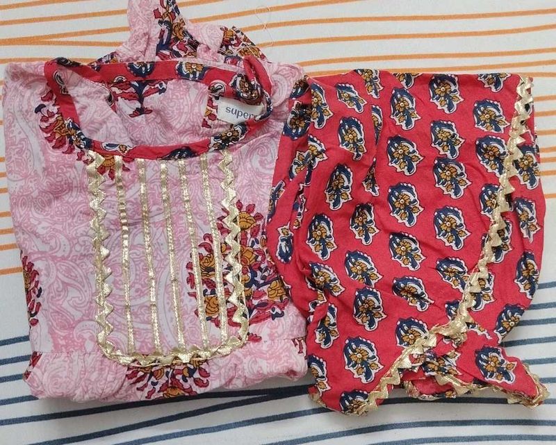Pink Ethnic Kurta Set for kid girls