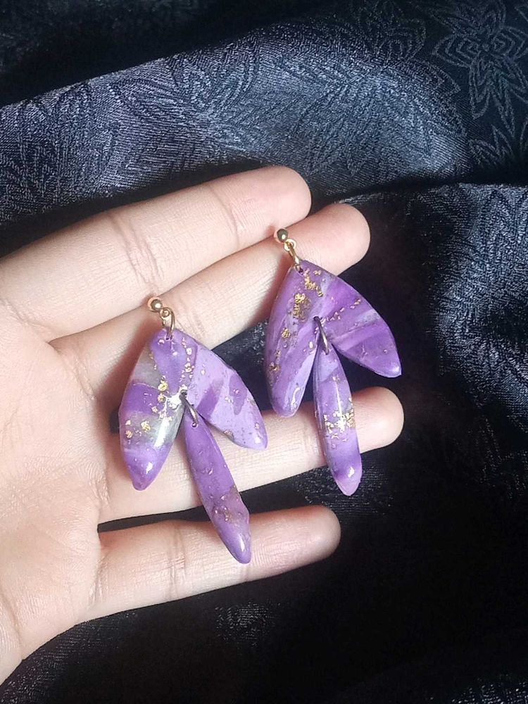 Purple Clay Dangle Earrings