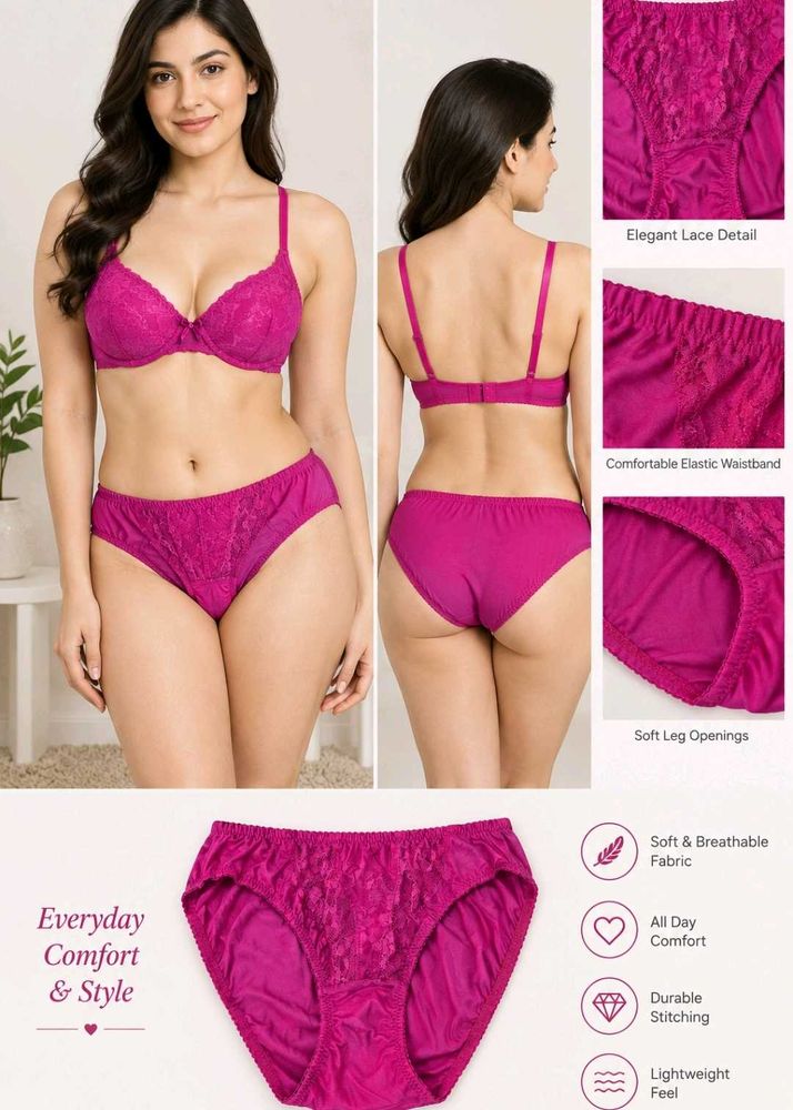 Elegant Lace Bra and Panty Set briefs