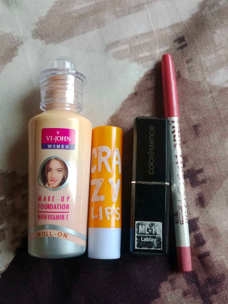 Makeup Set: Foundation, Lip Balm, Lipstick &amp; Liner