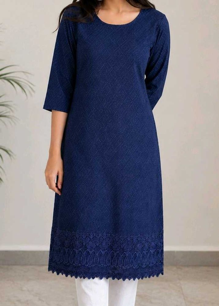 Elegant Blue Kurta with Lace Detail
