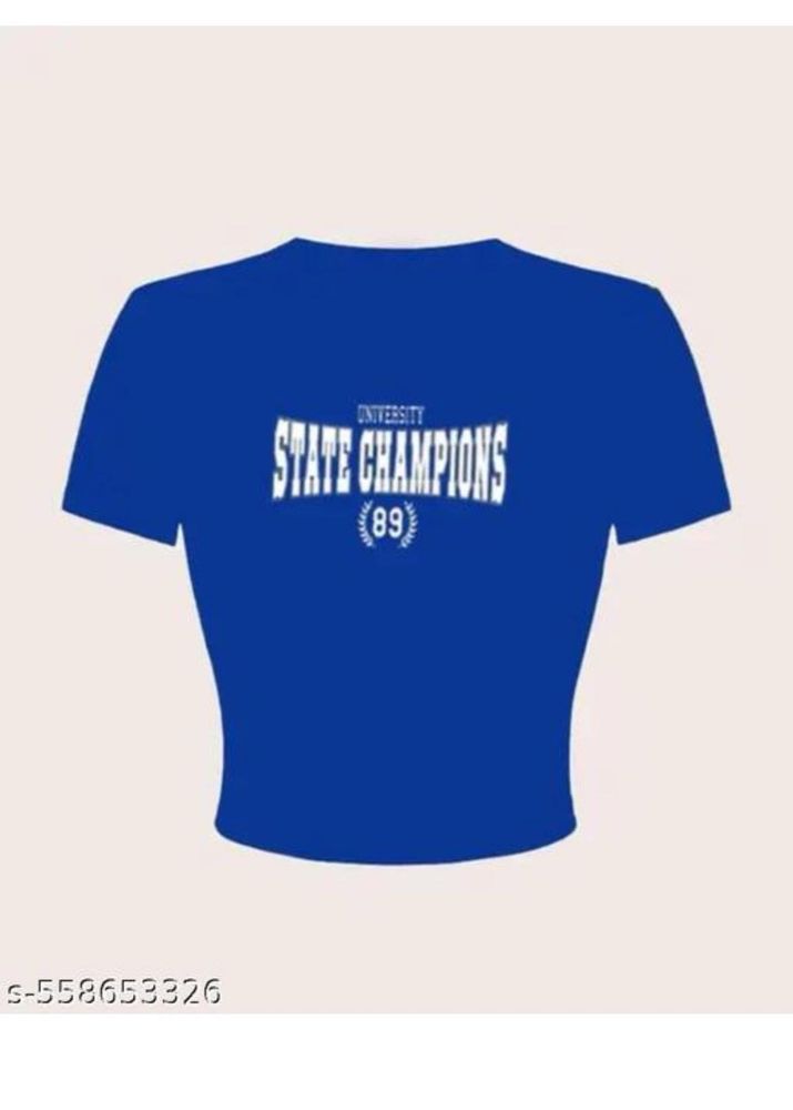 Blue Graphic Cropped Top
