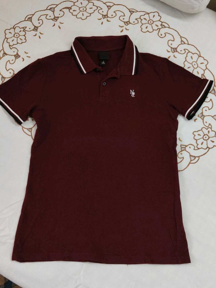 boys Burgundy Polo T-Shirt
