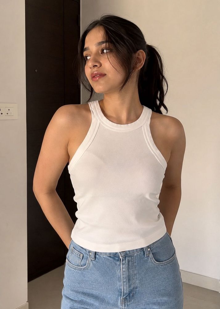 Classic White Ribbed Tank Top