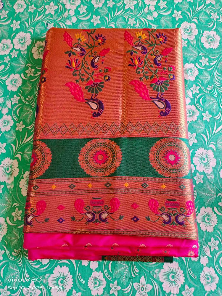 Elegant Silk Saree with Peacock Design