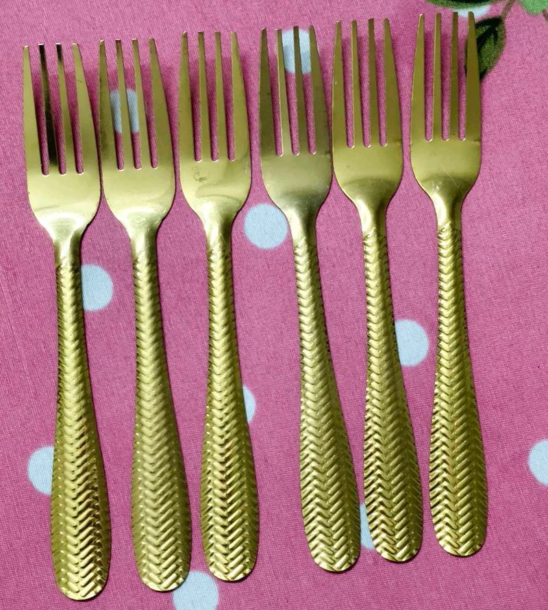 Set of 6 Gold Dessert Forks