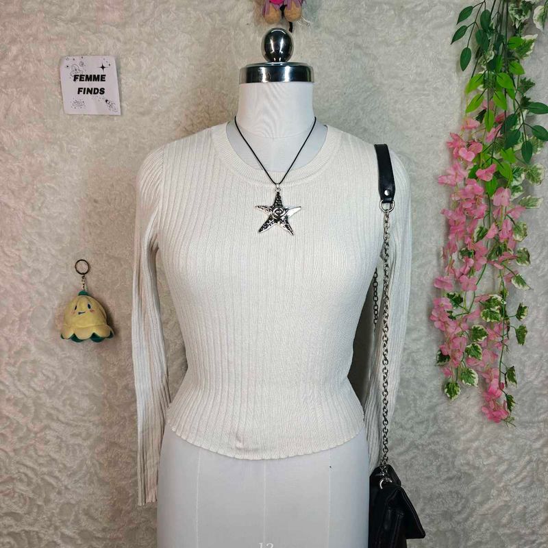 Ribbed Knit Long Sleeve Top