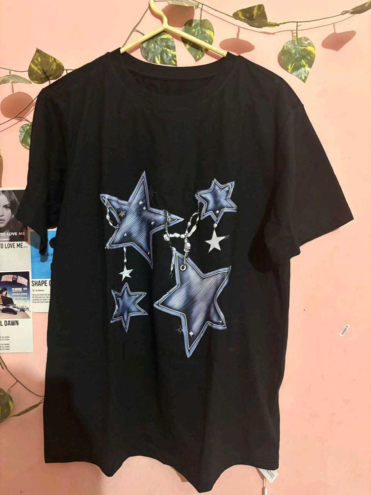 Black T-Shirt with Star Graphic