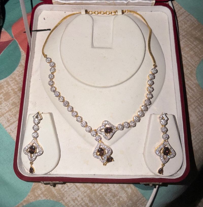 Elegant Diamond Necklace &amp; Earring Set
