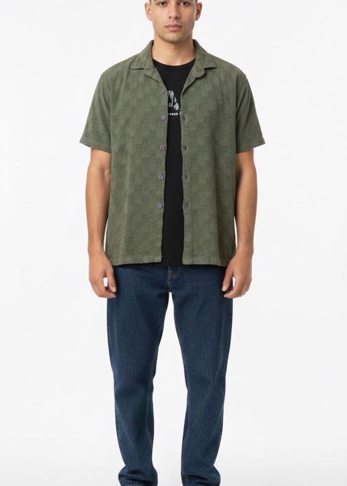 Olive Green Button-Down Shirt